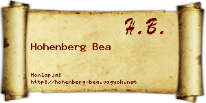 Hohenberg Bea névjegykártya